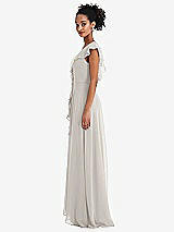 Side View Thumbnail - Oyster Ruffle-Trimmed V-Back Chiffon Maxi Dress