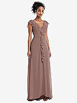 Front View Thumbnail - Sienna Ruffle-Trimmed V-Back Chiffon Maxi Dress