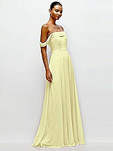 Side View Thumbnail - Butter Yellow Off-the-Shoulder Draped Neckline Maxi Dress