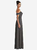 Alt View 3 Thumbnail - Caviar Gray Off-the-Shoulder Draped Neckline Maxi Dress