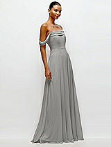 Side View Thumbnail - Chelsea Gray Off-the-Shoulder Draped Neckline Maxi Dress