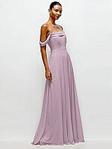 Side View Thumbnail - Suede Rose Off-the-Shoulder Draped Neckline Maxi Dress