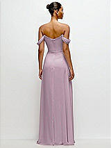 Rear View Thumbnail - Suede Rose Off-the-Shoulder Draped Neckline Maxi Dress