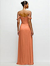 Rear View Thumbnail - Sweet Melon Off-the-Shoulder Draped Neckline Maxi Dress