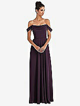 Alt View 1 Thumbnail - Aubergine Off-the-Shoulder Draped Neckline Maxi Dress