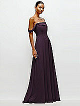 Side View Thumbnail - Aubergine Off-the-Shoulder Draped Neckline Maxi Dress