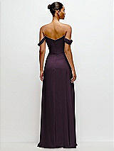 Rear View Thumbnail - Aubergine Off-the-Shoulder Draped Neckline Maxi Dress