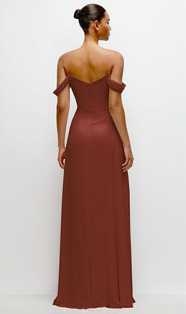 Back View - Auburn Moon Off-the-Shoulder Draped Neckline Maxi Dress