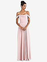 Alt View 1 Thumbnail - Ballet Pink Off-the-Shoulder Draped Neckline Maxi Dress