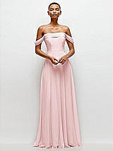 Front View Thumbnail - Ballet Pink Off-the-Shoulder Draped Neckline Maxi Dress