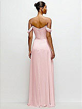 Rear View Thumbnail - Ballet Pink Off-the-Shoulder Draped Neckline Maxi Dress