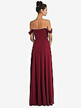 Alt View 2 Thumbnail - Burgundy Off-the-Shoulder Draped Neckline Maxi Dress