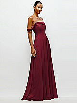 Side View Thumbnail - Burgundy Off-the-Shoulder Draped Neckline Maxi Dress