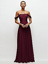 Front View Thumbnail - Cabernet Off-the-Shoulder Draped Neckline Maxi Dress