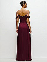 Rear View Thumbnail - Cabernet Off-the-Shoulder Draped Neckline Maxi Dress