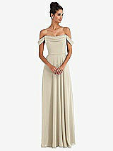 Alt View 1 Thumbnail - Champagne Off-the-Shoulder Draped Neckline Maxi Dress