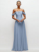 Front View Thumbnail - Cloudy Off-the-Shoulder Draped Neckline Maxi Dress