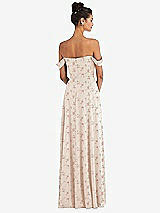 Rear View Thumbnail - Coquette Floral Print Off-the-Shoulder Draped Neckline Maxi Dress