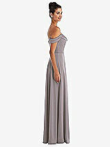 Alt View 3 Thumbnail - Cashmere Gray Off-the-Shoulder Draped Neckline Maxi Dress