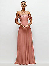 Front View Thumbnail - Desert Rose Off-the-Shoulder Draped Neckline Maxi Dress