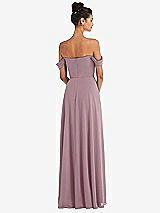 Alt View 2 Thumbnail - Dusty Rose Off-the-Shoulder Draped Neckline Maxi Dress