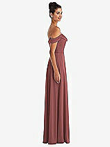 Alt View 3 Thumbnail - English Rose Off-the-Shoulder Draped Neckline Maxi Dress