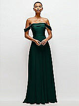 Front View Thumbnail - Evergreen Off-the-Shoulder Draped Neckline Maxi Dress