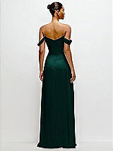 Rear View Thumbnail - Evergreen Off-the-Shoulder Draped Neckline Maxi Dress