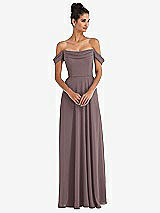 Alt View 1 Thumbnail - French Truffle Off-the-Shoulder Draped Neckline Maxi Dress