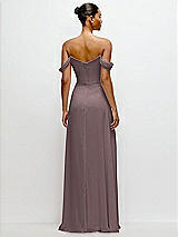 Rear View Thumbnail - French Truffle Off-the-Shoulder Draped Neckline Maxi Dress