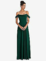 Alt View 1 Thumbnail - Hunter Green Off-the-Shoulder Draped Neckline Maxi Dress