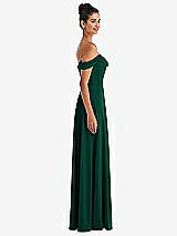 Alt View 3 Thumbnail - Hunter Green Off-the-Shoulder Draped Neckline Maxi Dress