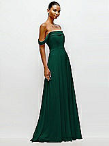 Side View Thumbnail - Hunter Green Off-the-Shoulder Draped Neckline Maxi Dress