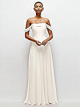 Front View Thumbnail - Ivory Off-the-Shoulder Draped Neckline Maxi Dress