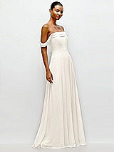 Side View Thumbnail - Ivory Off-the-Shoulder Draped Neckline Maxi Dress