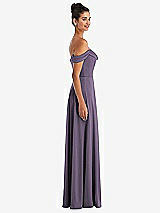 Alt View 3 Thumbnail - Lavender Off-the-Shoulder Draped Neckline Maxi Dress