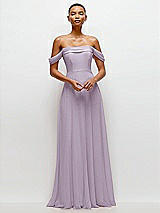 Front View Thumbnail - Lilac Haze Off-the-Shoulder Draped Neckline Maxi Dress