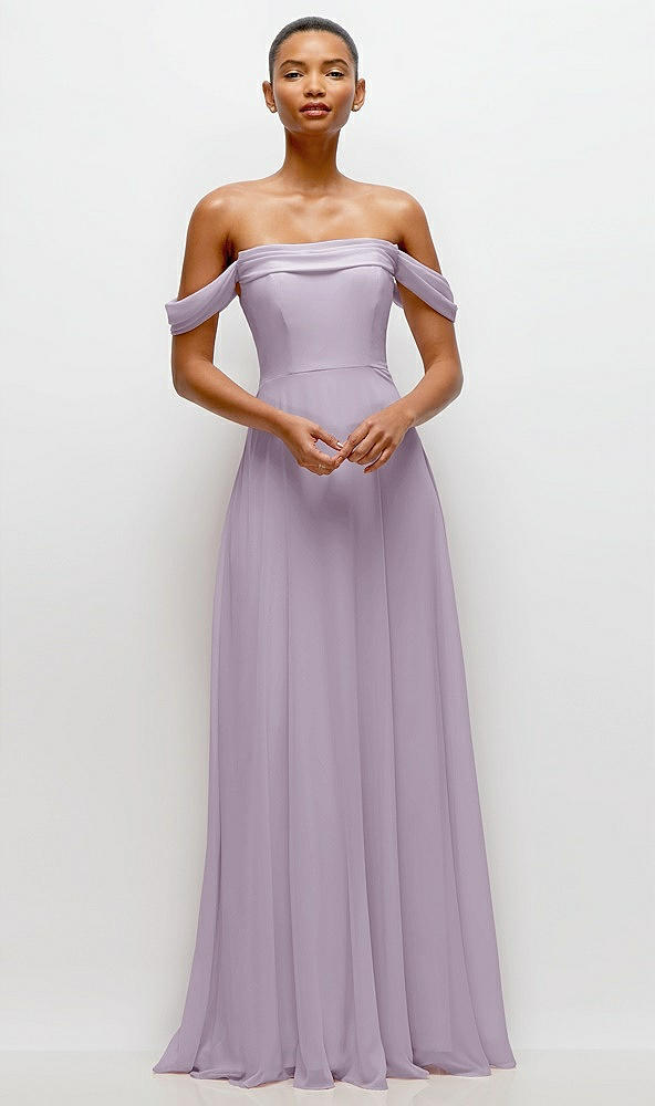 Front View - Lilac Haze Off-the-Shoulder Draped Neckline Maxi Dress