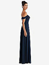 Alt View 3 Thumbnail - Midnight Navy Off-the-Shoulder Draped Neckline Maxi Dress