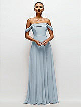 Front View Thumbnail - Mist Off-the-Shoulder Draped Neckline Maxi Dress