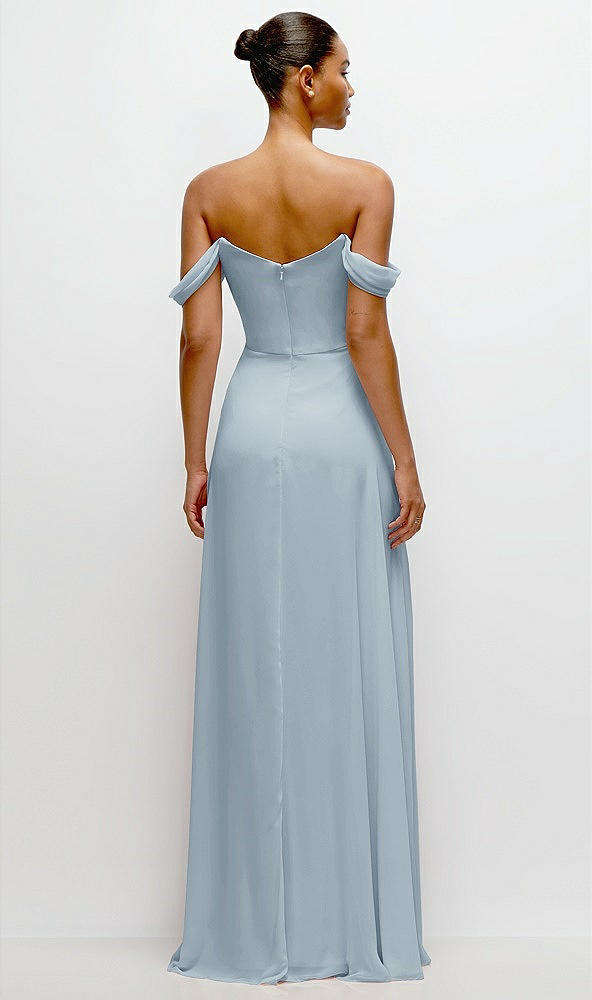 Back View - Mist Off-the-Shoulder Draped Neckline Maxi Dress