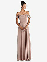 Alt View 1 Thumbnail - Neu Nude Off-the-Shoulder Draped Neckline Maxi Dress