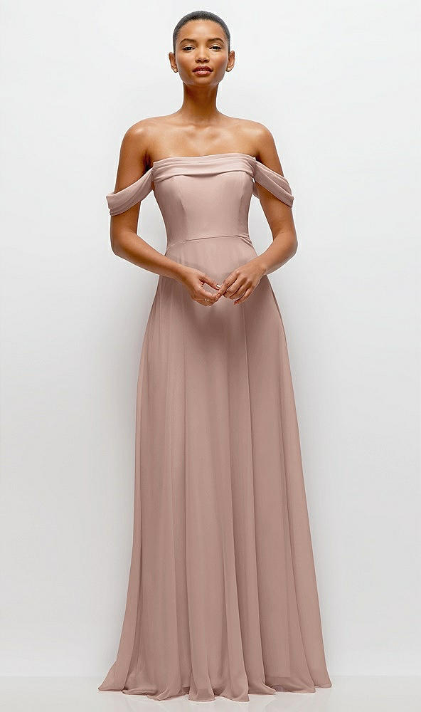 Front View - Neu Nude Off-the-Shoulder Draped Neckline Maxi Dress