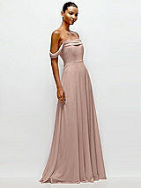 Side View Thumbnail - Neu Nude Off-the-Shoulder Draped Neckline Maxi Dress