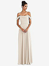 Alt View 1 Thumbnail - Oat Off-the-Shoulder Draped Neckline Maxi Dress