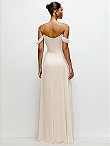 Rear View Thumbnail - Oat Off-the-Shoulder Draped Neckline Maxi Dress