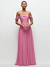 Front View Thumbnail - Orchid Pink Off-the-Shoulder Draped Neckline Maxi Dress