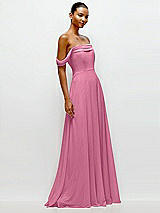 Side View Thumbnail - Orchid Pink Off-the-Shoulder Draped Neckline Maxi Dress