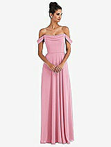 Alt View 1 Thumbnail - Peony Pink Off-the-Shoulder Draped Neckline Maxi Dress