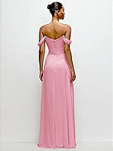 Rear View Thumbnail - Peony Pink Off-the-Shoulder Draped Neckline Maxi Dress